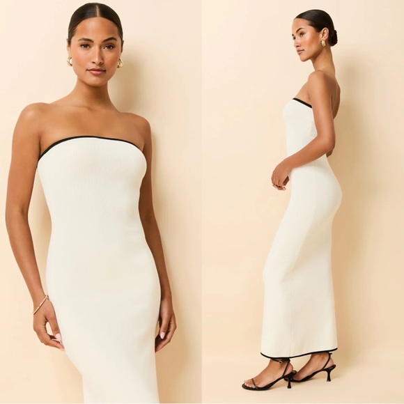 Solid & Striped The Caroline Column Dress Elegant Cream Strapless Dress - Picture 1 of 9